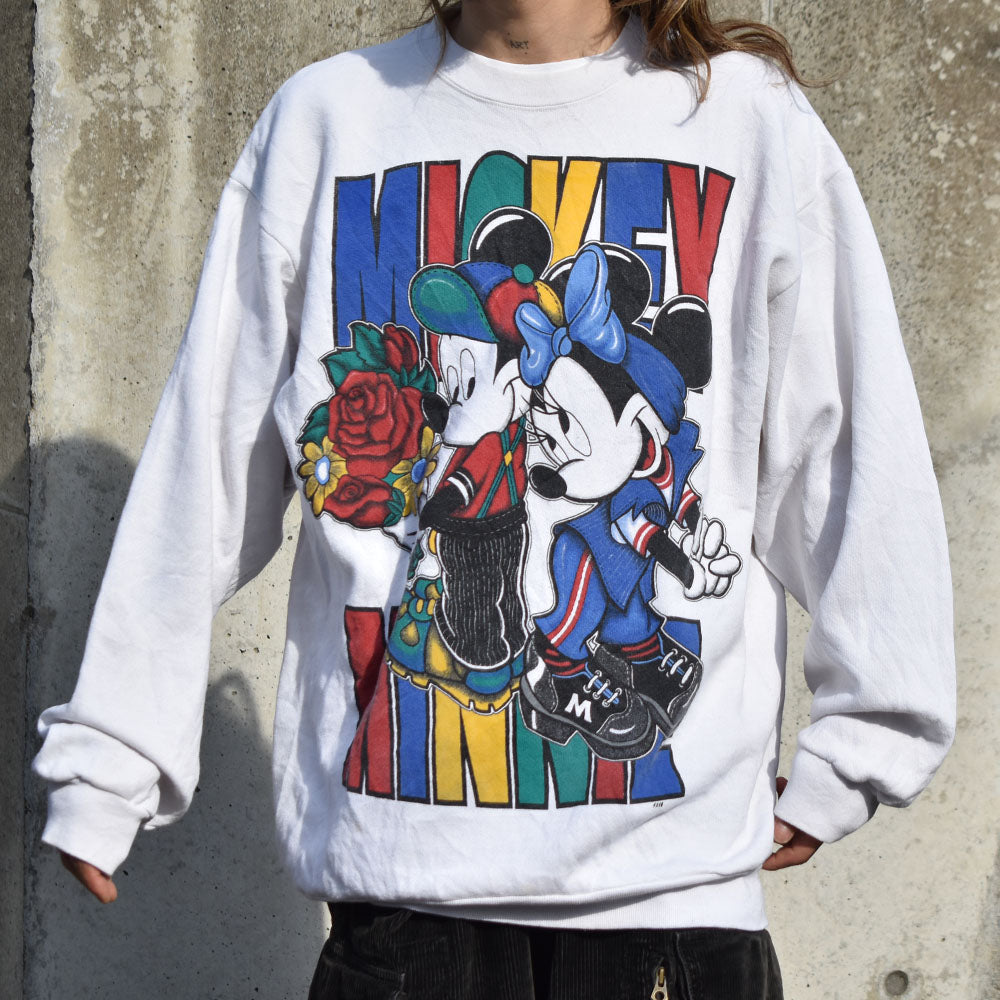 90’s Disney “Mickey&Minnie” スウェット USA製 240331