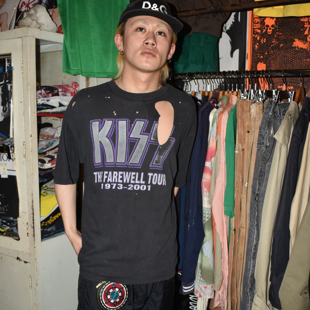 Y2K KISS “THE FAREWELL TOUR 1973–2001” BORO ロックTシャツ 260424H