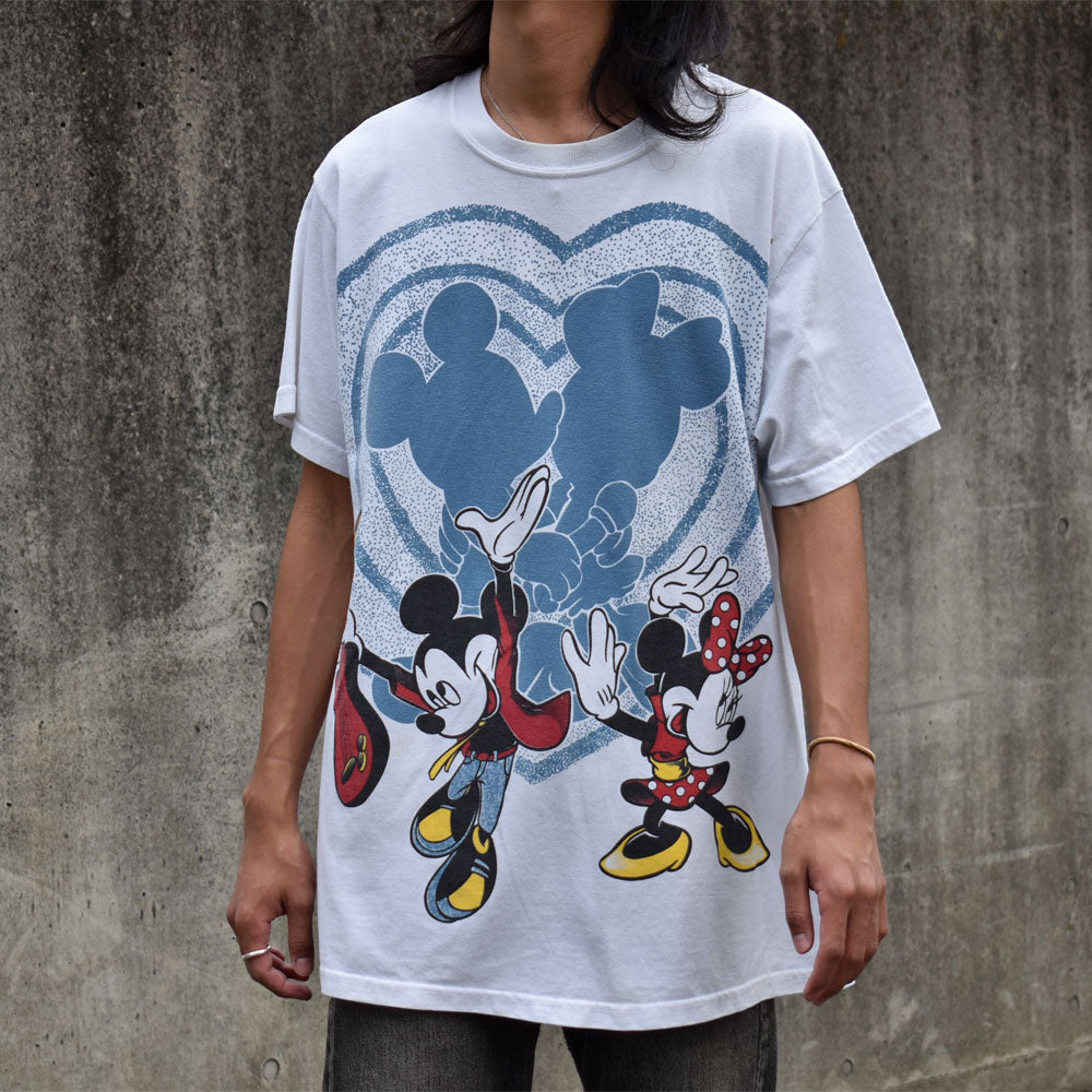 90's　Disney/ディズニー “Mickey&Minne” プリント Tシャツ　USA製　230623