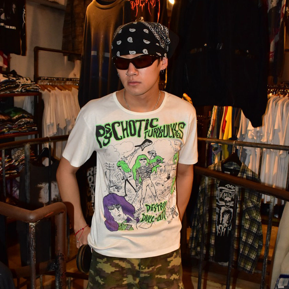 80's Psychotic Turnbuckles "Destroy Dull-City" ガレージパンク ロックTシャツ 260929H
