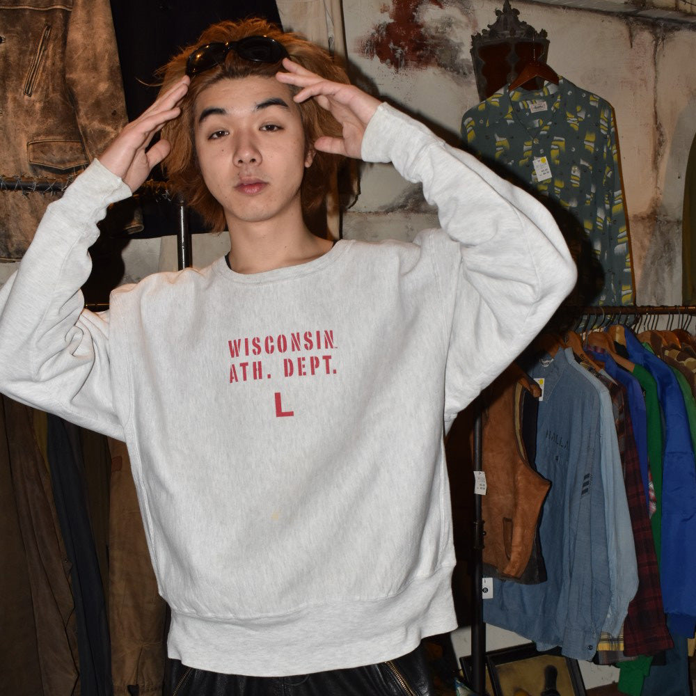 Y2K Champion RW “WISCONSIN ATH. DEPT.L” リバースウィーブ スウェット 251226H