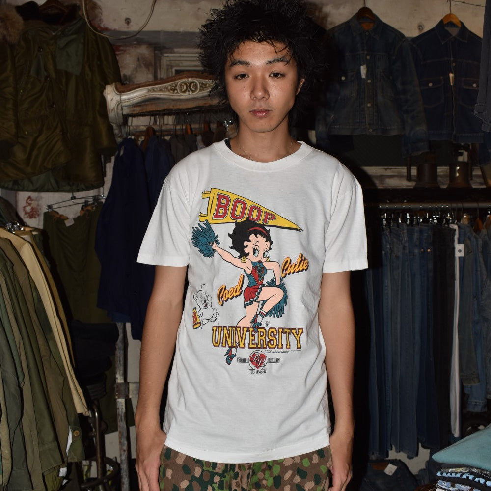 90's Betty Boop "BOOP UNIVERSITY" チアリーダー キャラT USA製 260818H