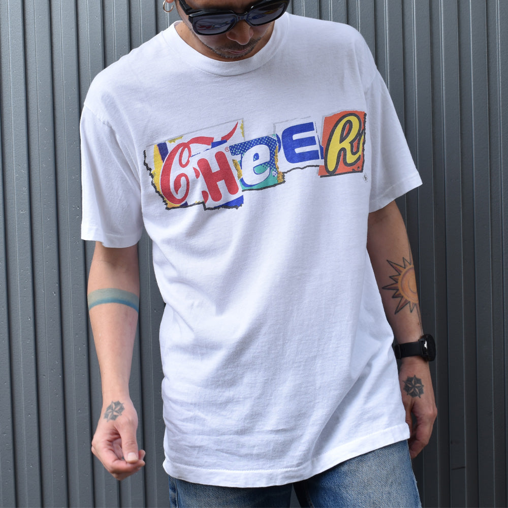 90’s　”CHeER” コラージュプリント アートTシャツ　230812