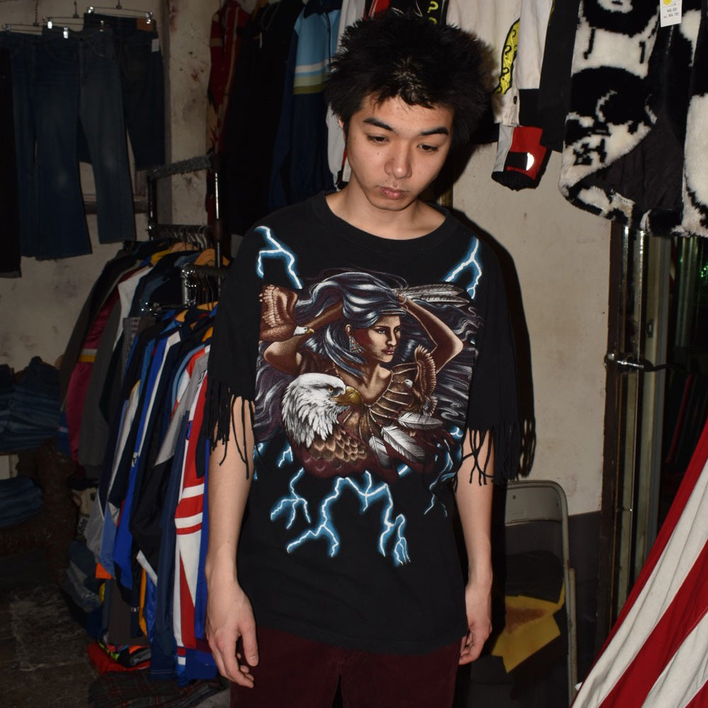 90's American Thunder インディアン フリンジTシャツ 260414H