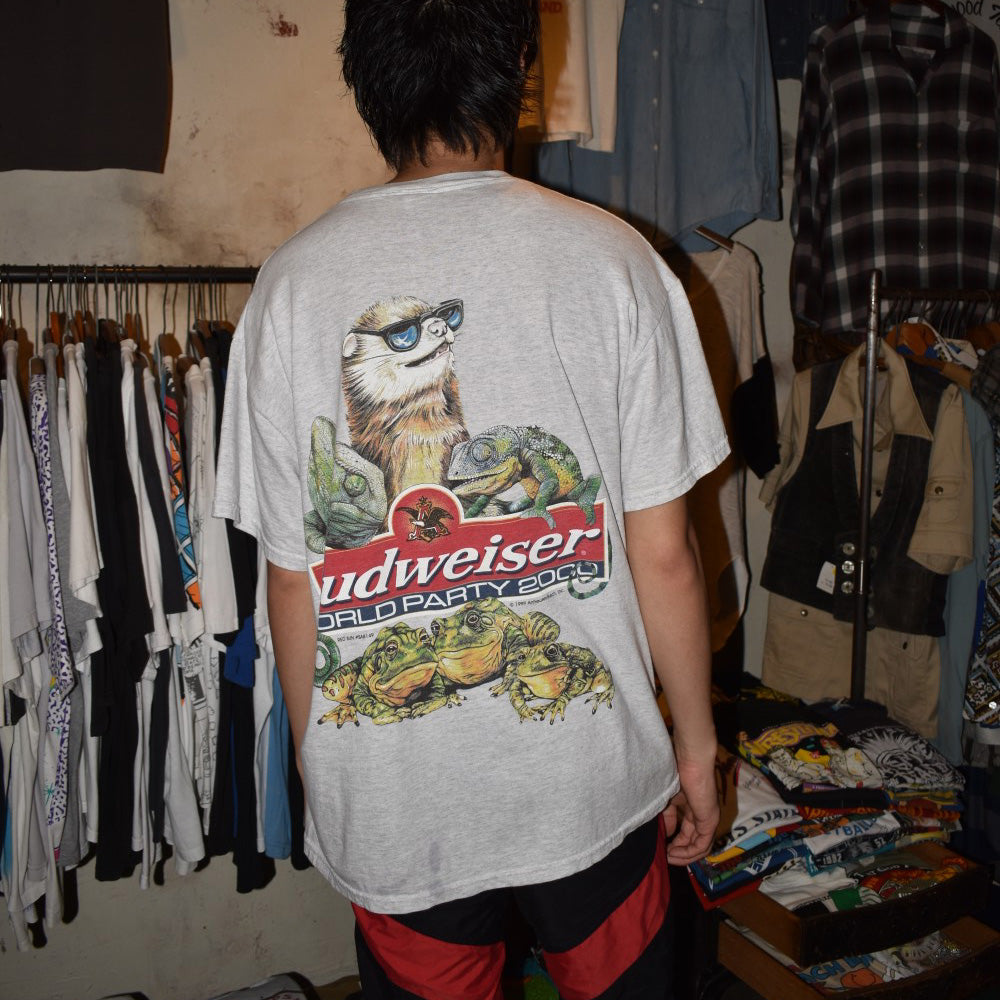 90's Budweiser "World Party 2000" アニマル プロモTシャツ 260619H