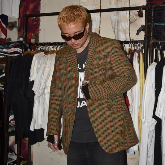 70's PIERRE CARDIN PARIS チェックテーラードジャケット 260303H