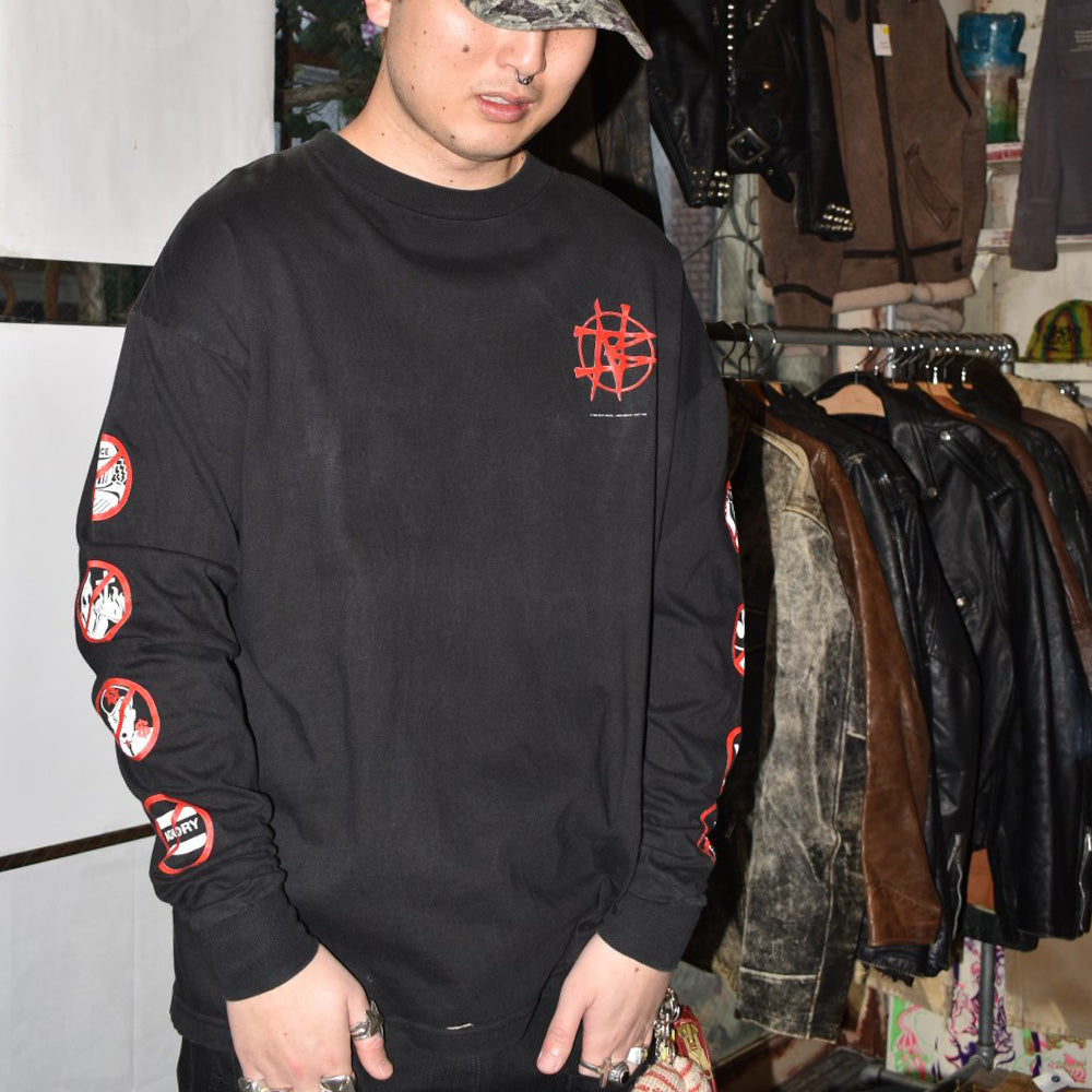 ネイルボム 100 Reasons to Hate 袖プリント ロングスリーブTシャツ 90年代 ブラック USA製 ヴィンテージ