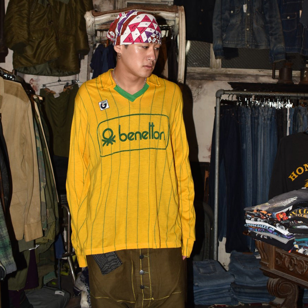70's benetton × GIMER SPORT ピンストライプ サッカーシャツ 260825H