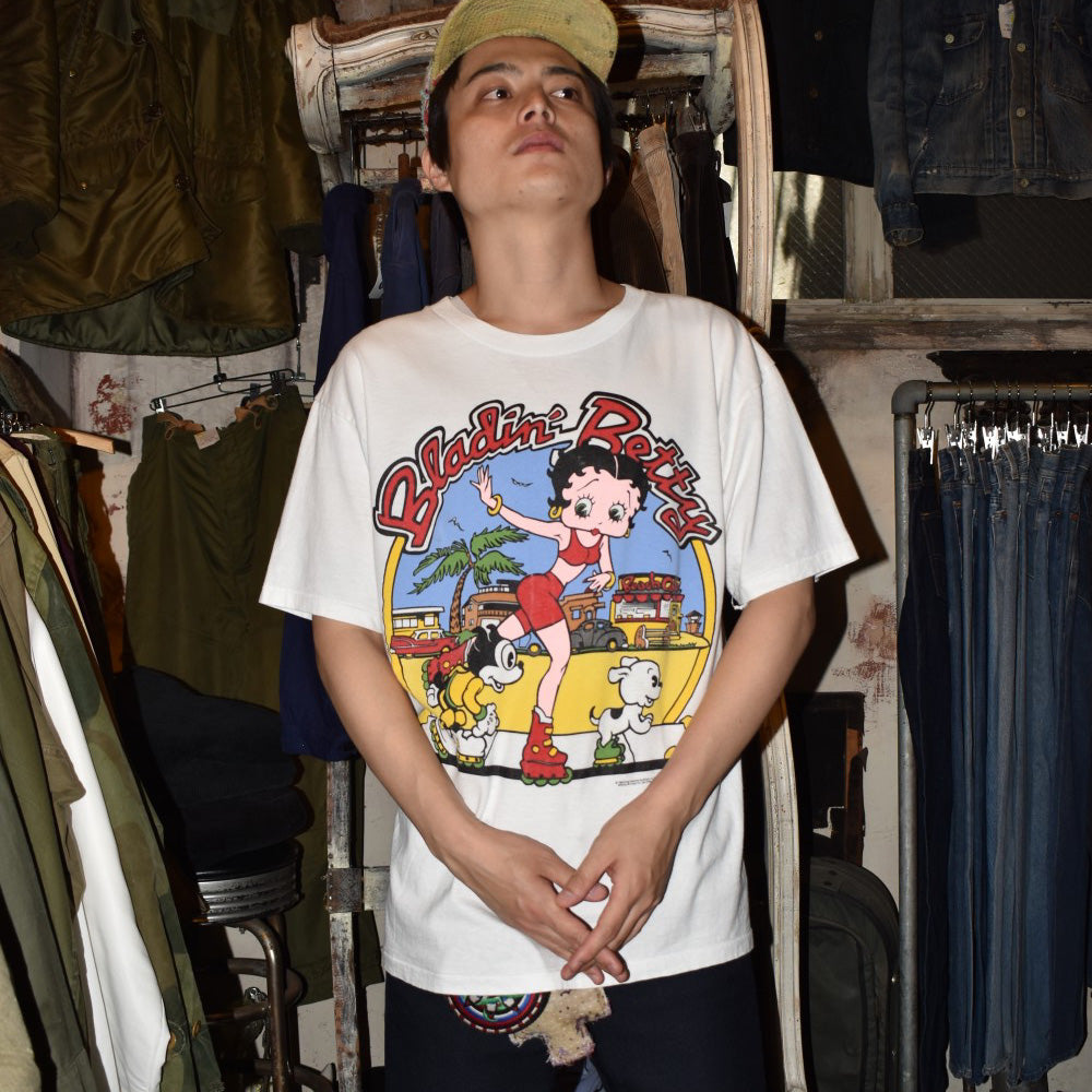 90's Betty Boop "Bladin' Betty" ローラーブレード キャラT USA製 260814H