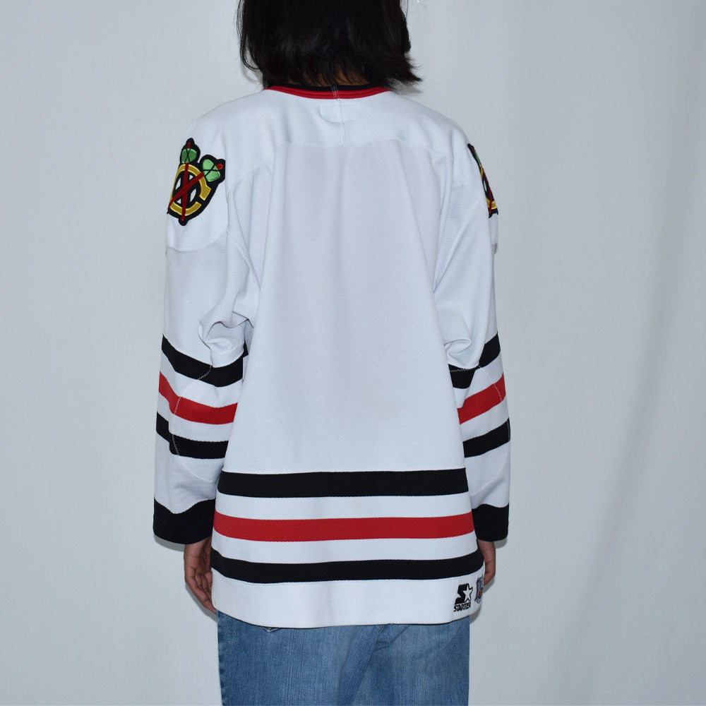 90's STARTER “NHL Chicago Blackhawks” アイスホッケー ゲームシャツ 231109