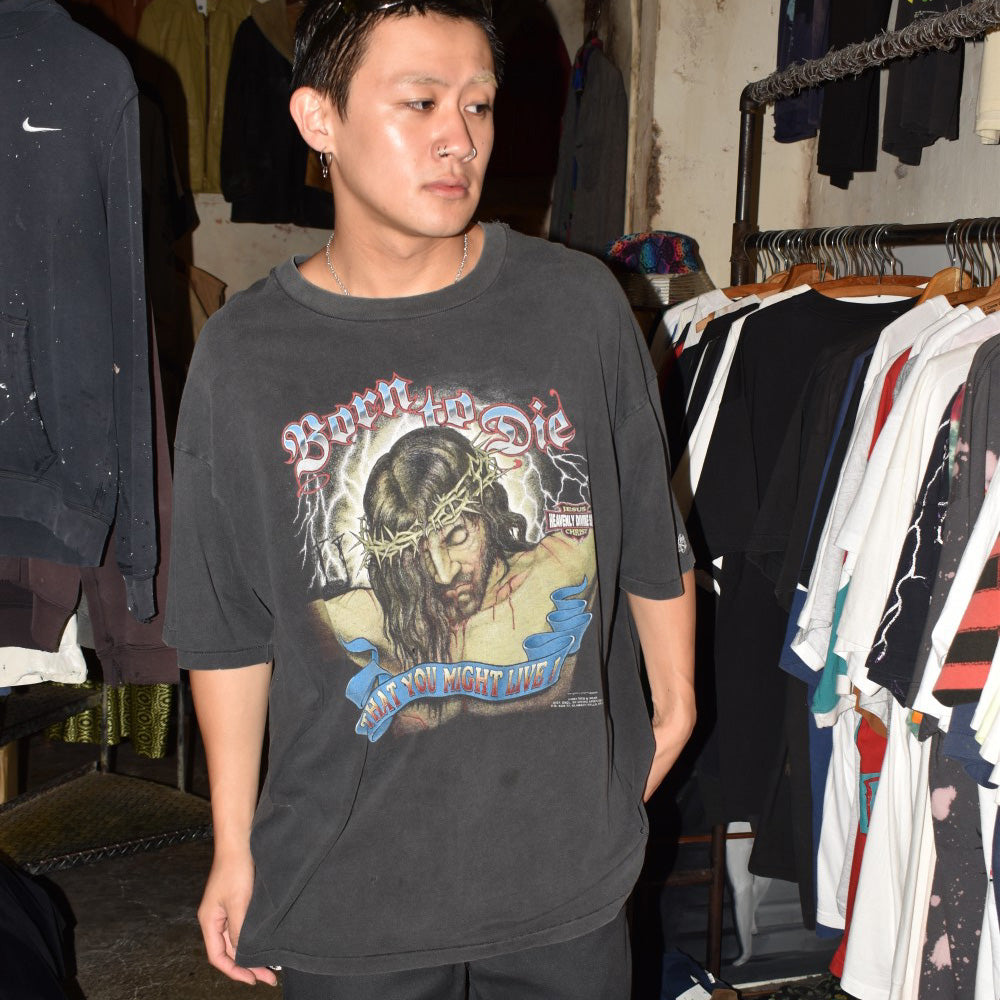 90's Living Epistles "BORN TO DIE" ジーザス ハーレー パロディTシャツ USA製 260818H