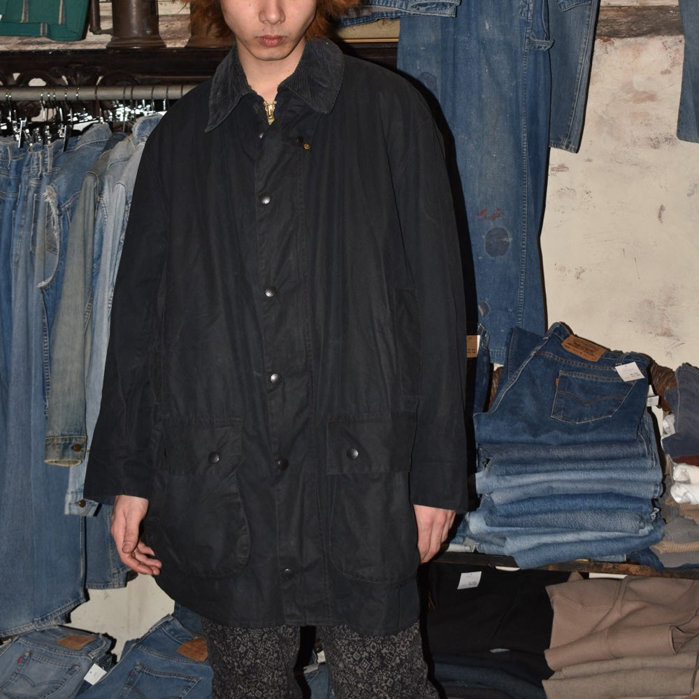 90's Barbour 旧3ワラント “BORDER” オイルドジャケット 紺 251230H