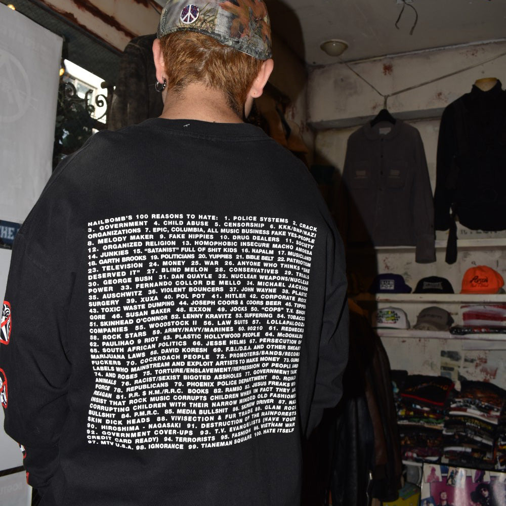 90’s NAILBOMB “100 Reasons to Hate” ロングスリーブ ロックTシャツ 251205H