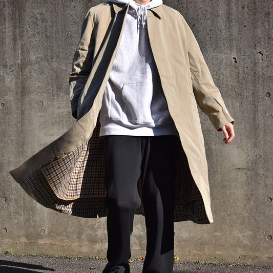 80's Aquascutum クラブチェックライナー付き! ステンカラーコート 英国製 231215