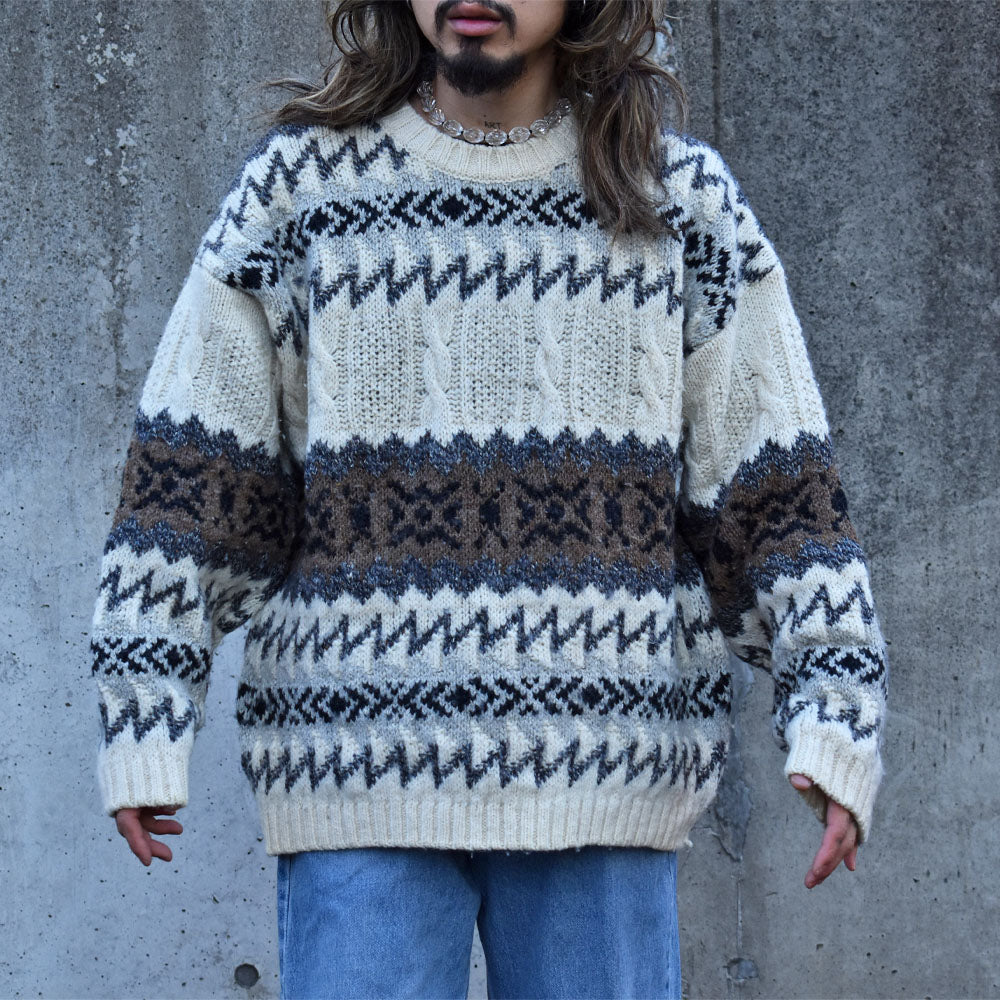 80’s Mac Duff Handspun ニット 総柄セーター SCOTLAND製 231228