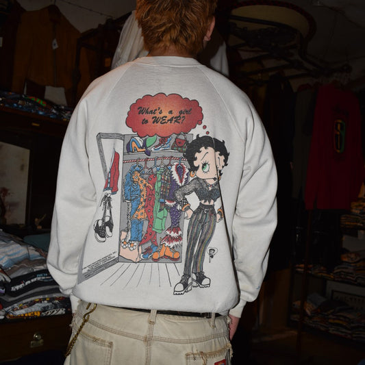 90's FREEZE Betty Boop "What's a girl to WEAR?" AOP スウェット 260313H