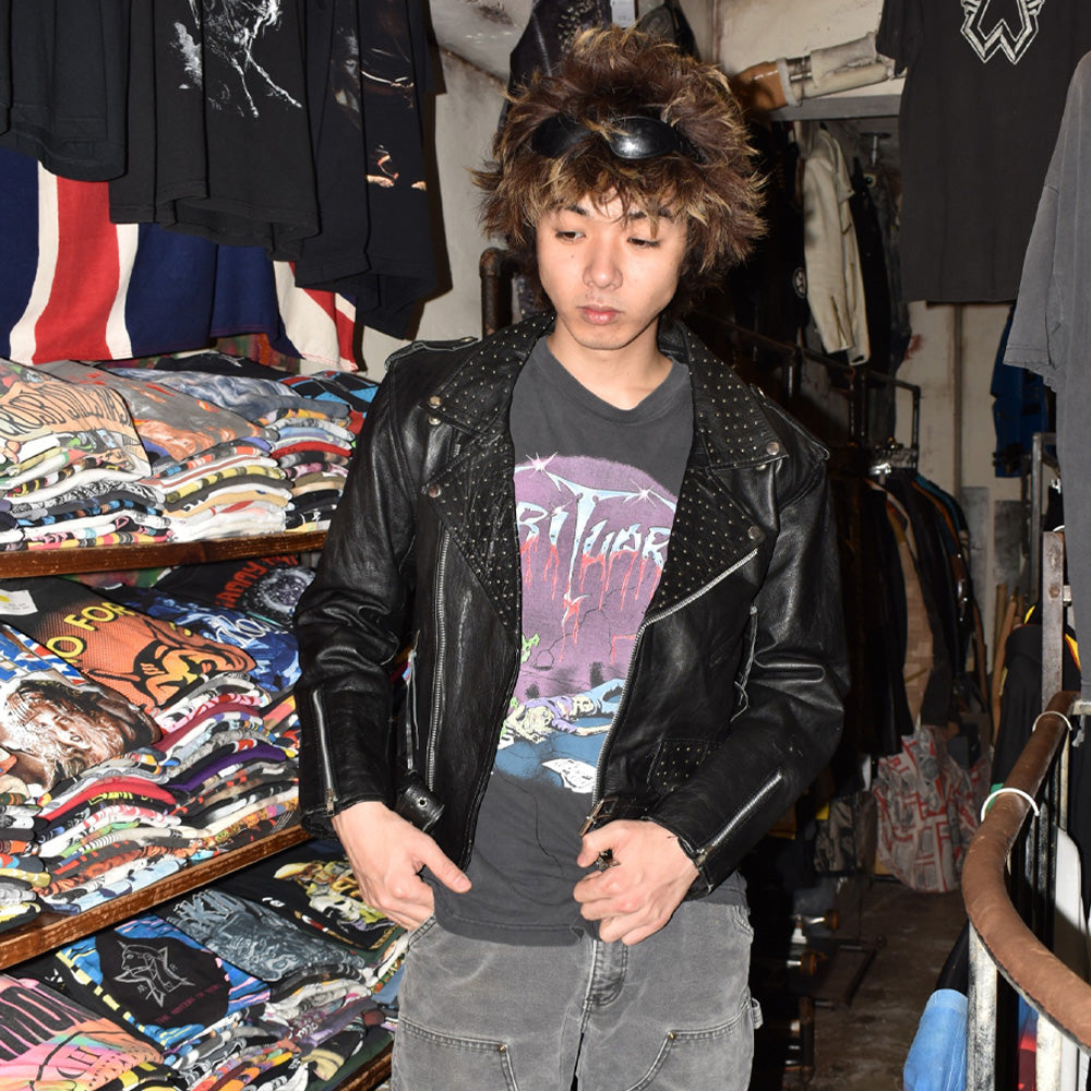 80’s “ファンシースタッズ” レザーライダースジャケット 鋲ジャン 251114H