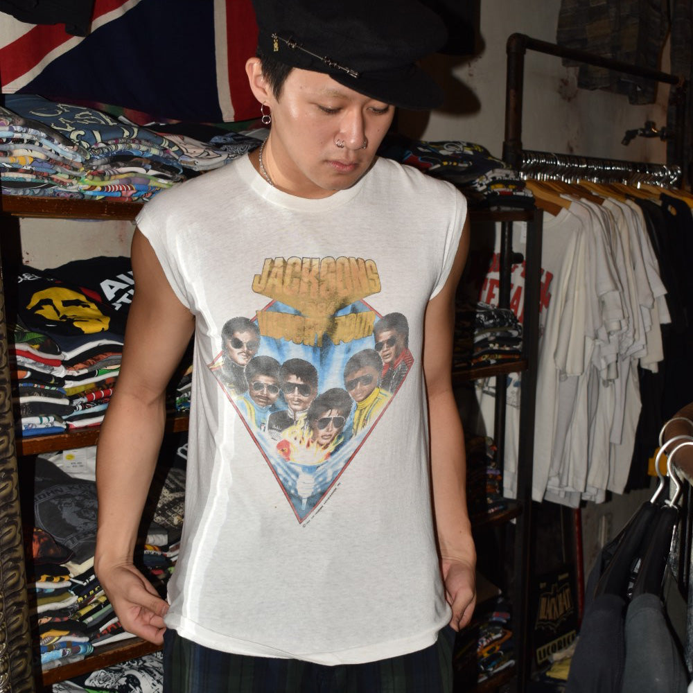 80's THE JACKSONS "VICTORY TOUR" ノースリーブ ツアーTシャツ 260901H