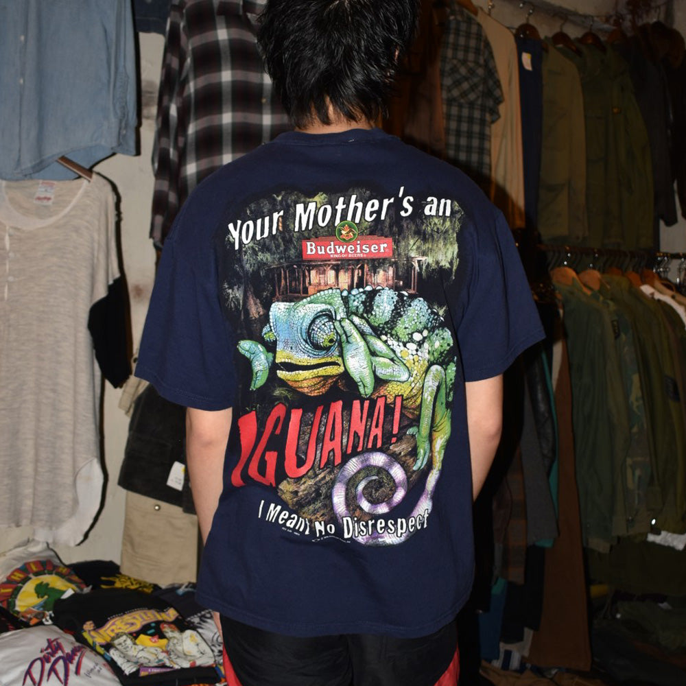 90's BUDWEISER "Your Mother's an Iguana" カメレオン プロモTシャツ 260619H