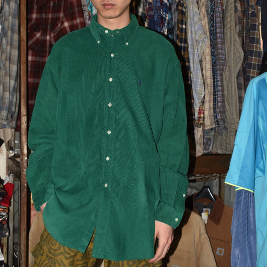 90's Polo Ralph Lauren "BLAKE" コーデュロイ BDシャツ 深緑 260421H