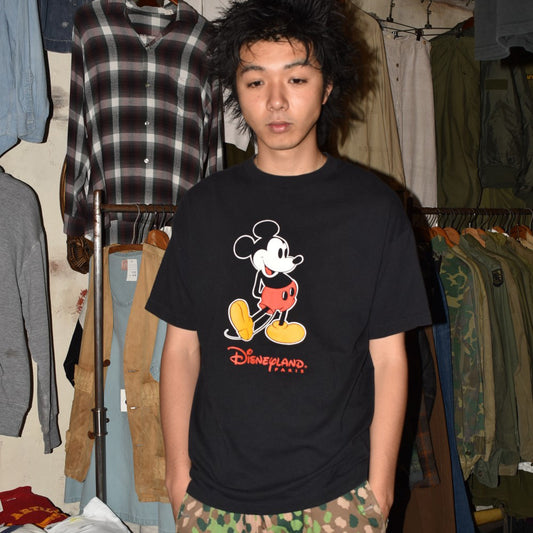 90's Disneyland Paris Mickey Mouse ミッキーT 黒 260818H