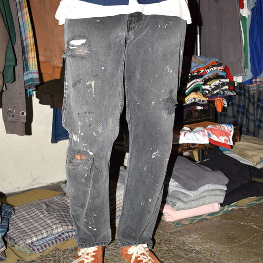 Y2K Levi's 505 ブラック クラッシュデニムパンツ BORO 251017H