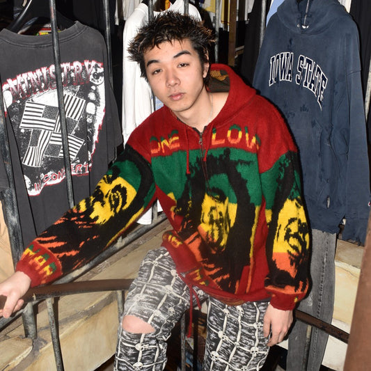 90's エクアドル製 Bob Marley ニット ジップパーカー 260310H