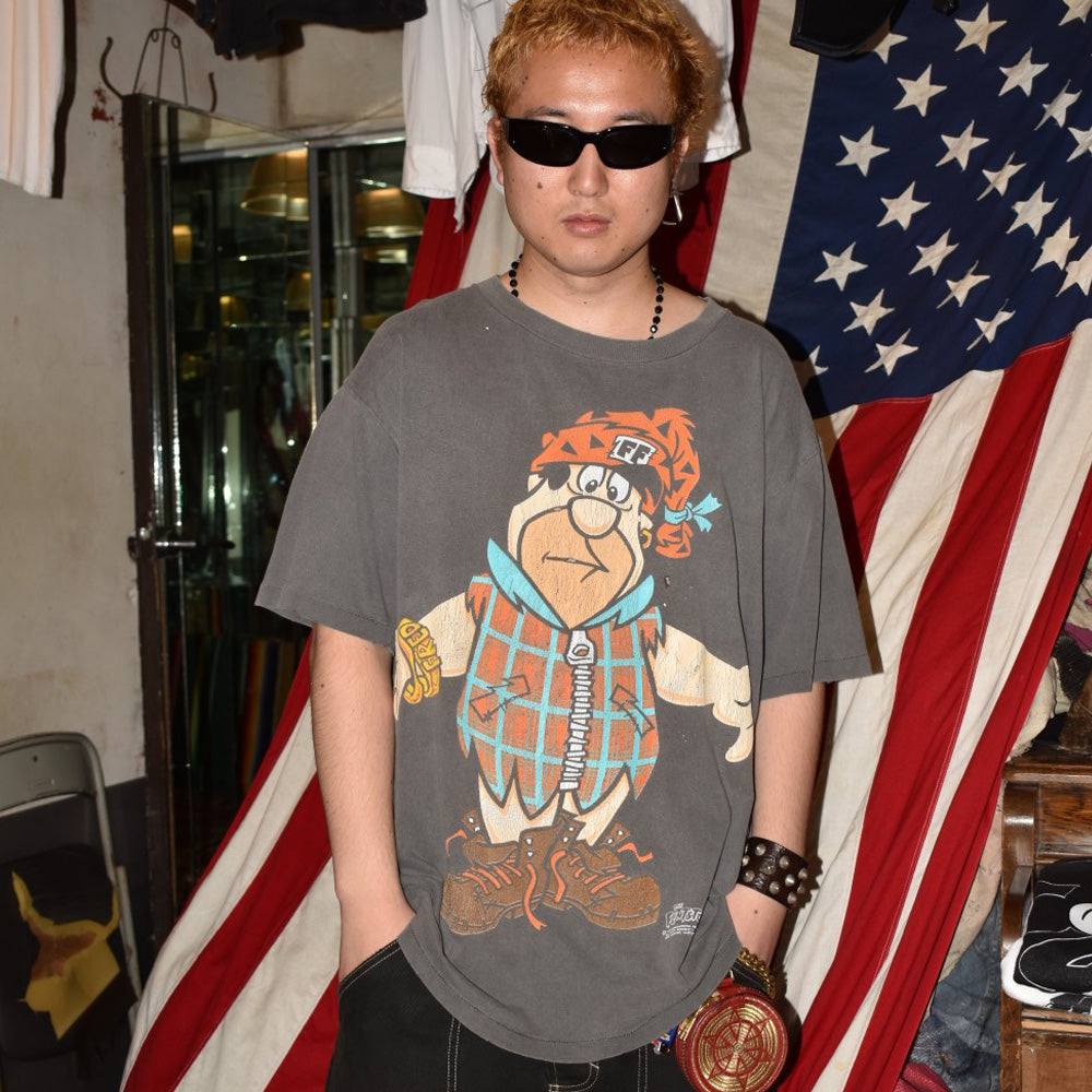 90's THE FLINTSTONES "FRED" 両面プリント キャラT USA製 260626H
