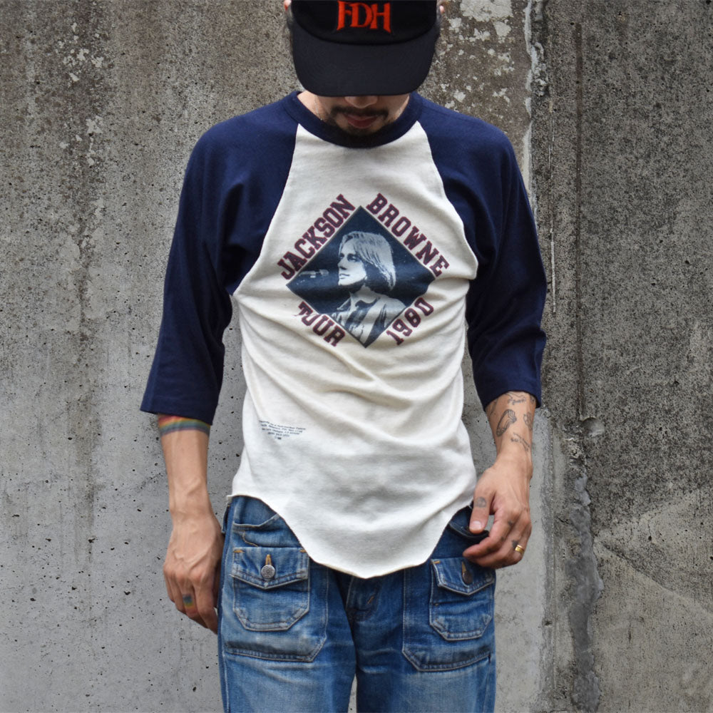 80's　Jackson Browne/ジャクソン・ブラウン "1980 TOUR" ラグランスリーブ Tシャツ　230709H