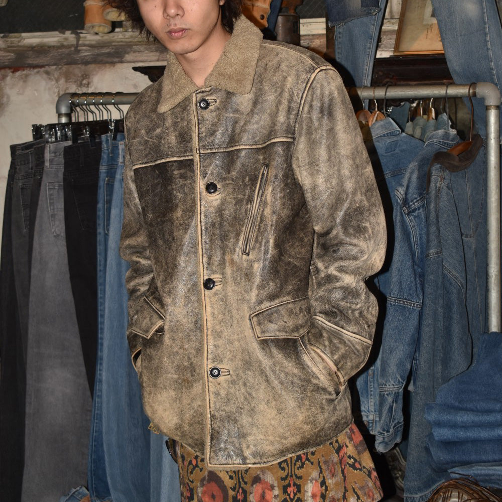 90’s Trapper レザージャケット カーコート 鬼フェード 251118H