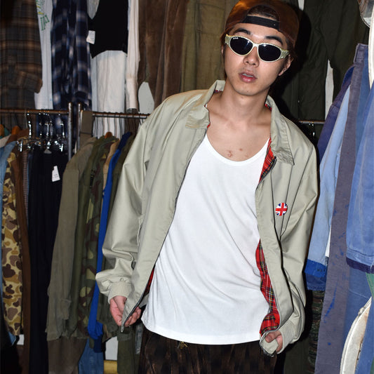 90’s Made in UK Harrington Jacket ベージュ×タータンチェックライナー 250930H