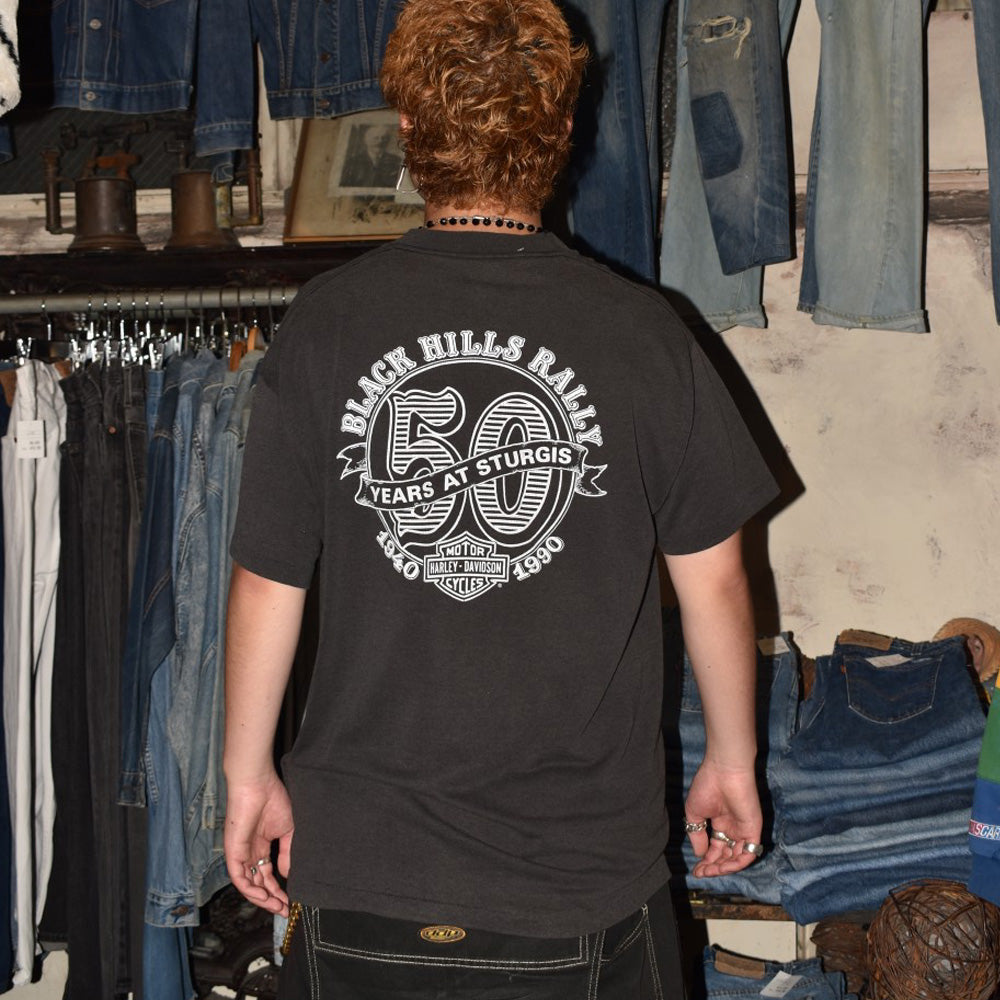 90's Harley-Davidson/3D EMBLEM "Sturgis 50th Anniversary" ハーレーT 260724H