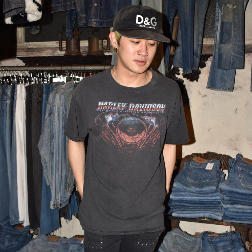 Y2K HARLEY-DAVIDSON Vツインエンジン ハーレーTシャツ USA製 260623H