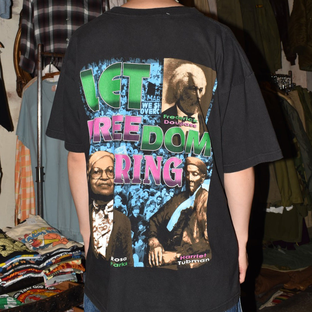 90's "BLACK HISTORY" Malcolm X Bob Marley フォトT 260721H