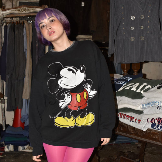 90's Disney Mickey Mouse ミッキースウェット 黒 260417H