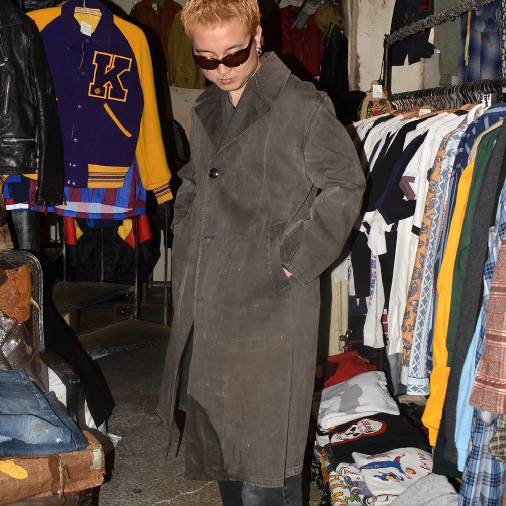 40's WWⅡ U.S.NAVY ステンシル入り デッキレインコート 黒 260306H