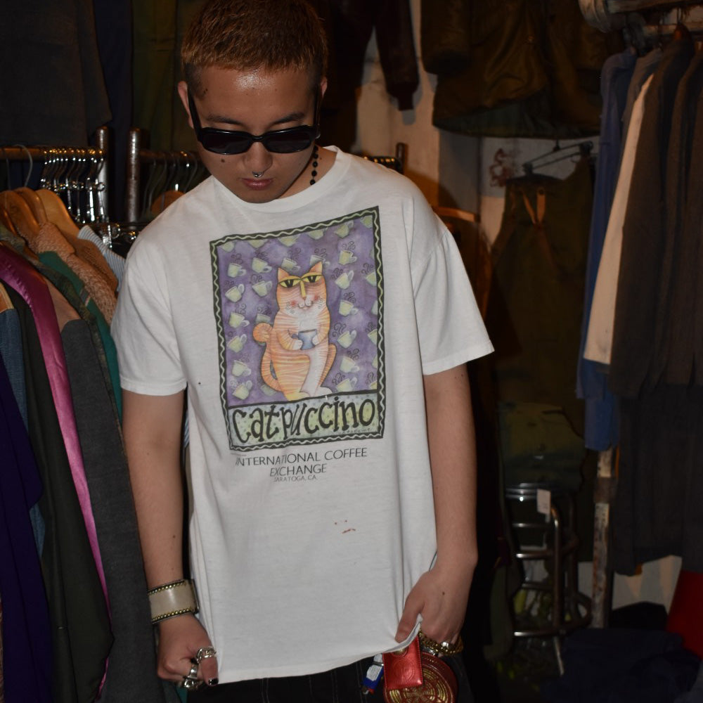 90's "CATPUCCINO" 猫 アートTシャツ USA製 260515H