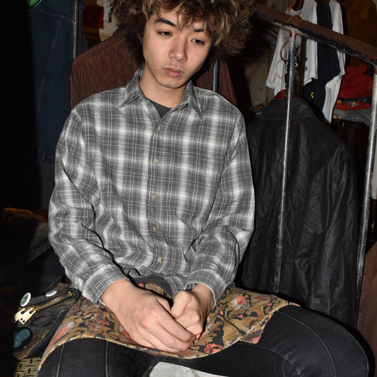 90’s Westminster オンブレ シャドーチェックシャツ 黒×白 251118H