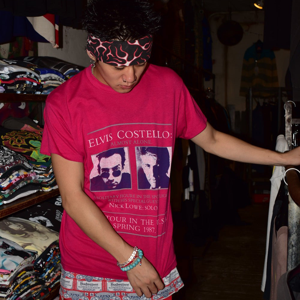 80's Elvis Costello "Almost Alone" Nick Lowe ニューウェーブ ロックTシャツ 261002H