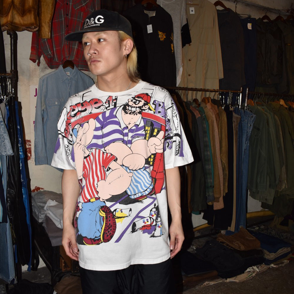 ポパイ ブルートゥス グラフィティ オールオーバープリント Tシャツ 1994年 タルテックス ヴィンテージ