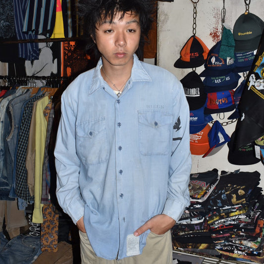 80's U.S. NAVY Type II ステンシル シャンブレーシャツ 260804H