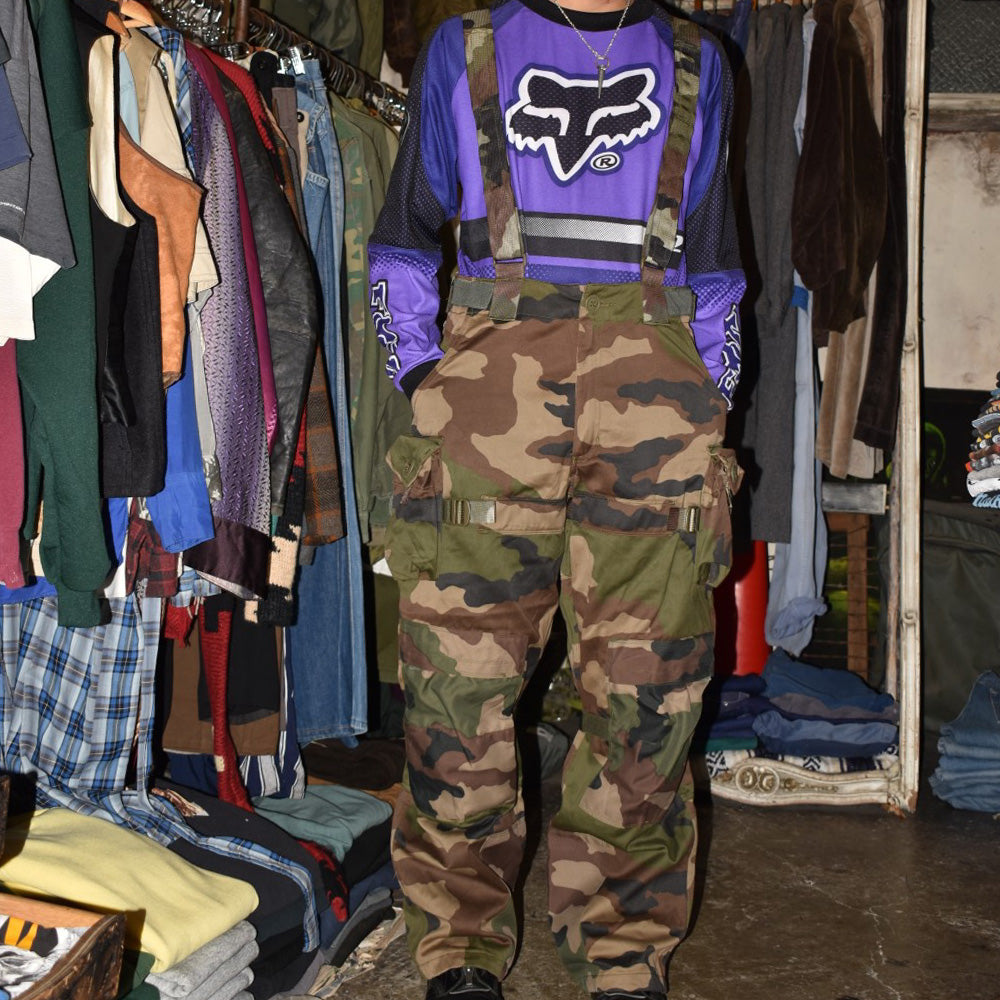 Y2K FRENCH ARMY CCE迷彩 コンバットパンツ サスペンダー付き 260901H