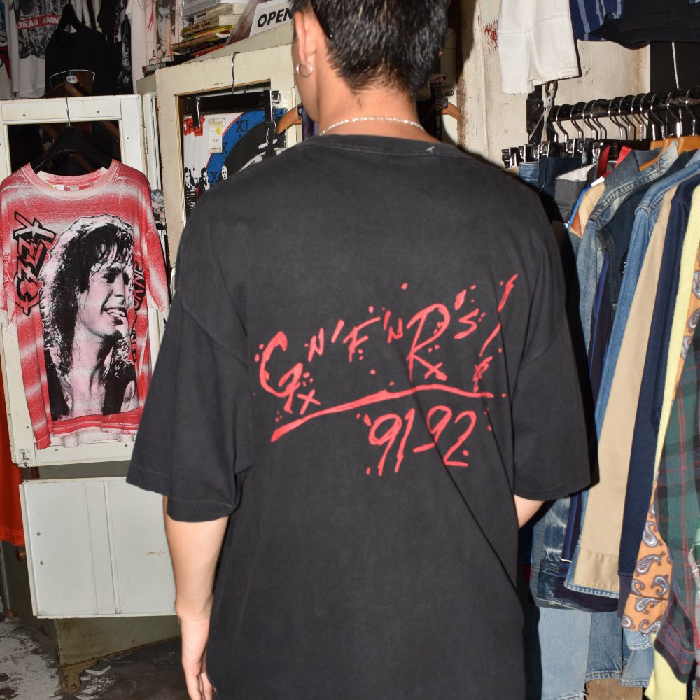 90's GUNS N' ROSES 星条旗 スカル ハードロックTシャツ 260818H