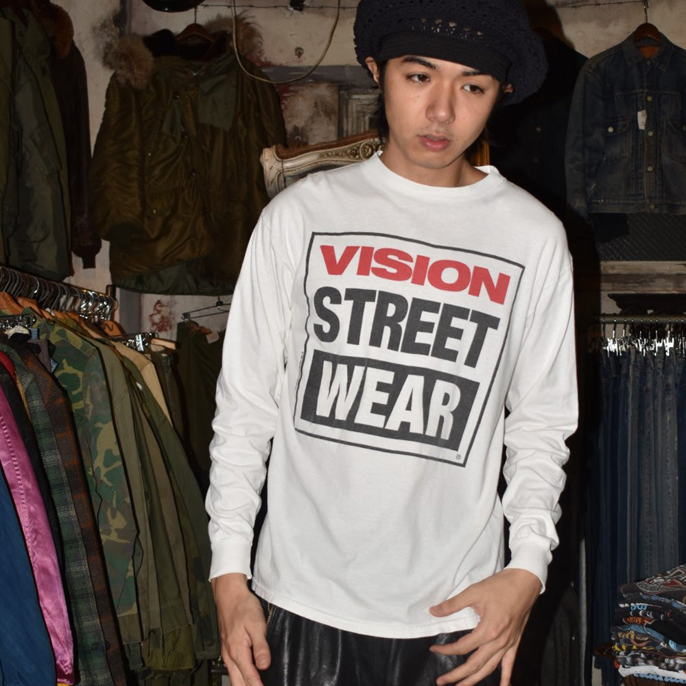 80's VISION STREET WEAR ボックスロゴ スケート ロンT USA製 260908H
