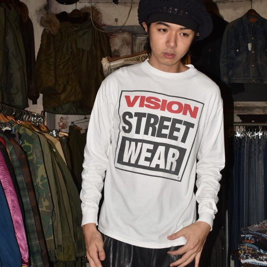 80's VISION STREET WEAR ボックスロゴ スケート ロンT USA製 260908H