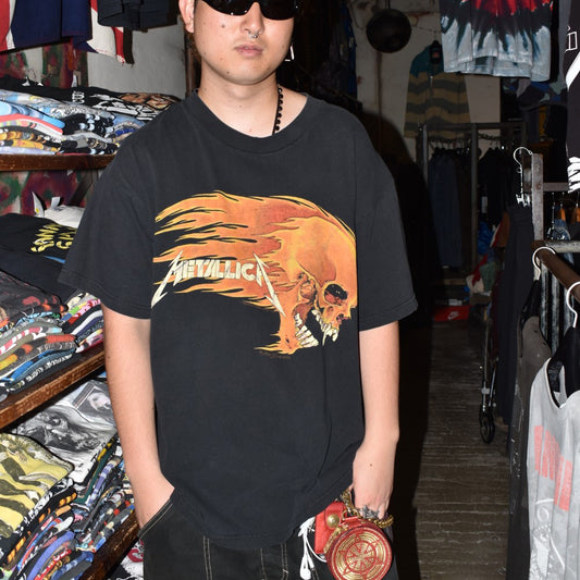90's Metallica Pushead "Flaming Skull" スラッシュメタル ロックT 260728H