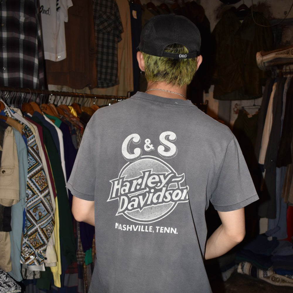 80's HARLEY-DAVIDSON "No.1 On The Most Wanted"  鬼フェード ハーレーT 260623H