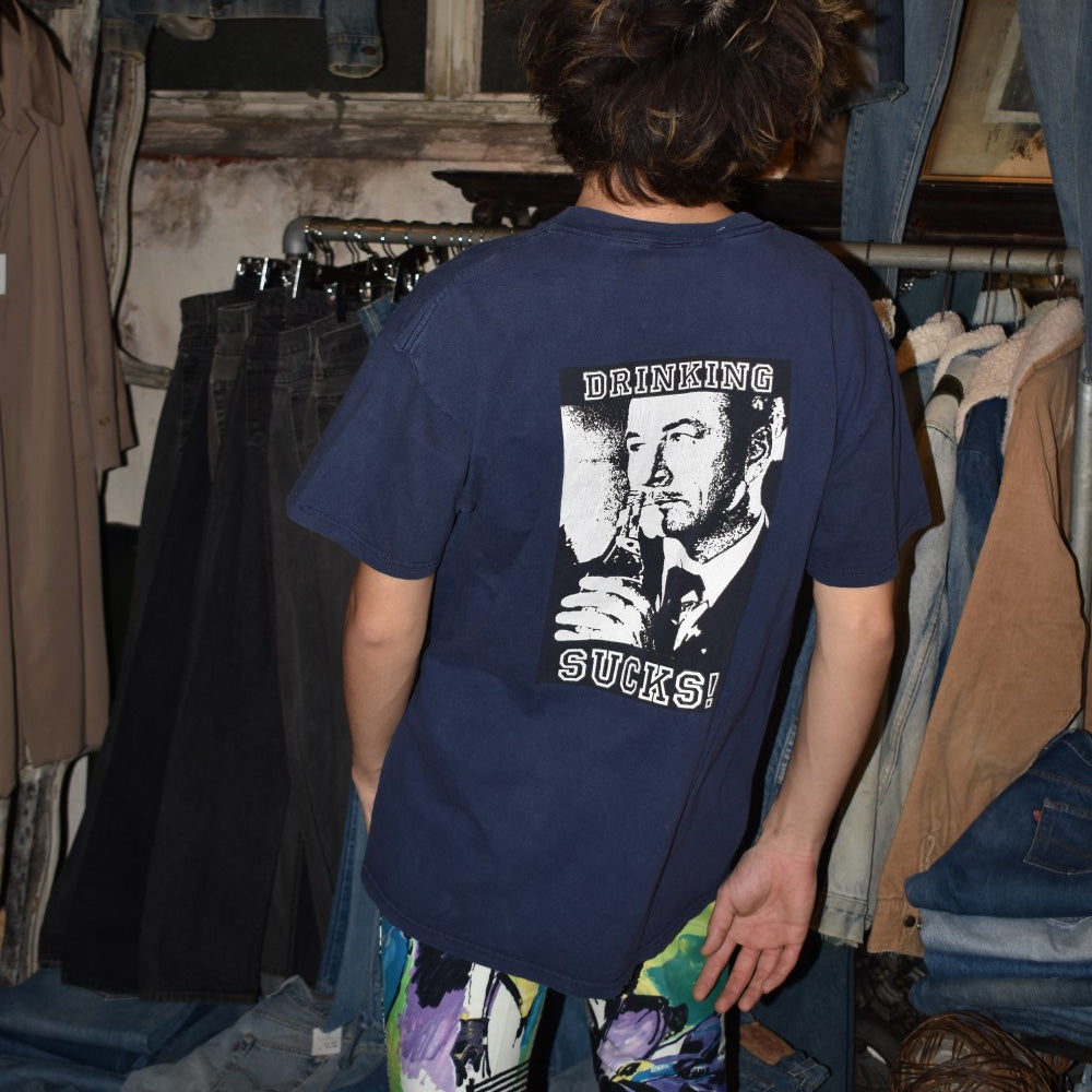90’s STRAIGHT EDGE “DRINKING SUCKS!” メッセージTシャツ 251125H