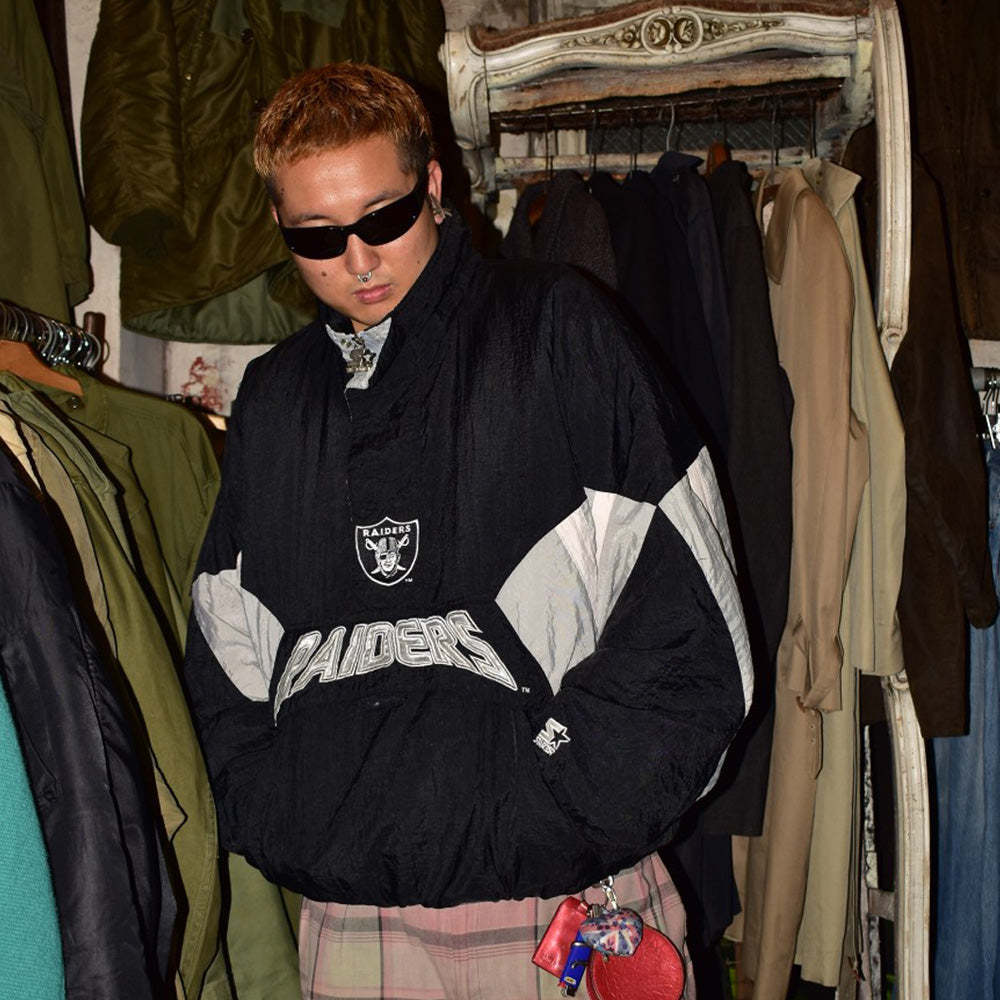 90’s STARTER NFL "RAIDERS" プルオーバー 中綿ナイロンジャケット 261020H