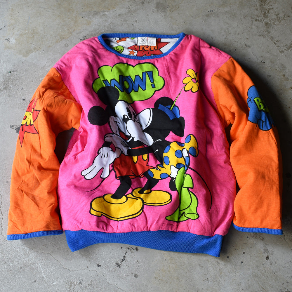 80's　Disney/ディズニー “Mickey&Minnie” 中綿入り リバーシブルスウェット　221109
